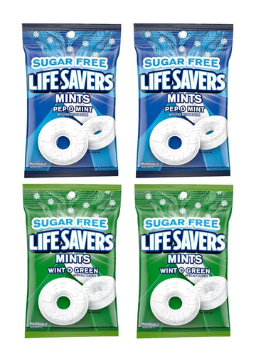Lifesaver Mint Variety Pack of 4-2 of Each - Pep O Mint and Wint O Green - Individually Wrapped - Enjoy Anywhere and Anytime