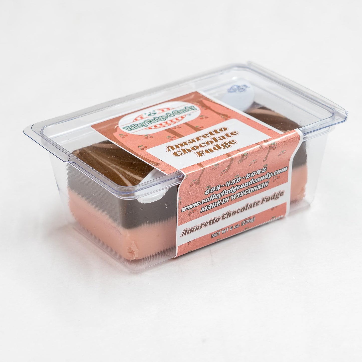 Valley Fudge Amaretto Chocolate Artisan Fudge, One Pound Package, Gourmet Candy