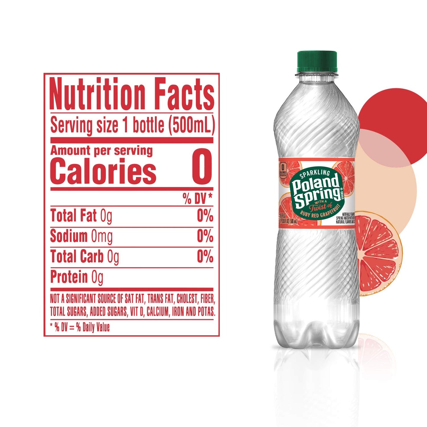 Poland Spring Sparkling Water, Red Ruby Grapefruit, 16.9 Fl Oz, Pack of 8