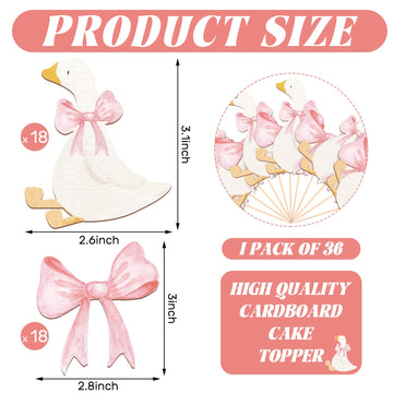 AceOrbit 36 Pcs Silly Goose Cupcake Toppers Two Silly Goose Birthday Decorations Party Supplies for Cake Decorations Girls Birth