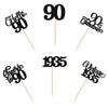 Rsstarxi 24 Pack Vintage 1935 Cupcake Toppers Glitter Eighty Hello 90 Cheers To 90 Fabulous Cupcake Picks Decorations For 90Th Birthday Wedding Anniversary Party Cake Decorations Black