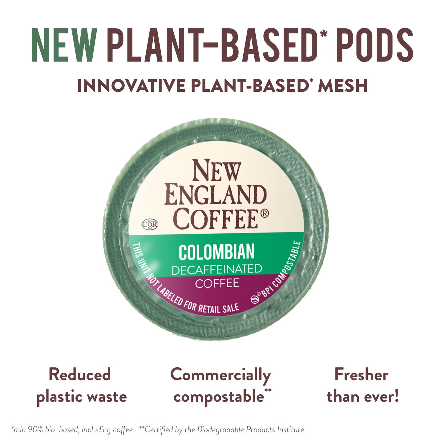 New England Coffee Colombian Decaffeinated Medium Roast Pods, 12 Count, Pack of 6