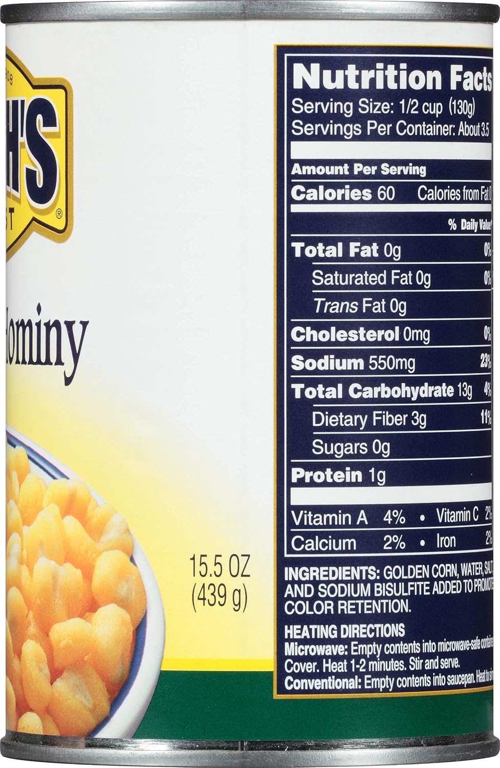 Bush'S Best, Golden Hominy, 15.5 Oz (Pack Of 18)