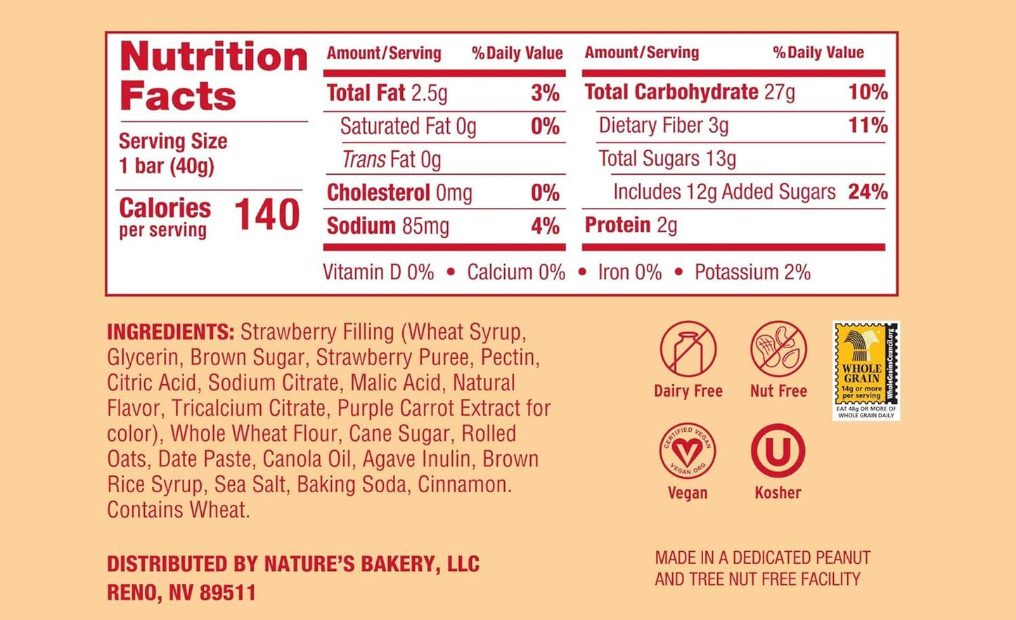 Natures Bakery Oatmeal Cspirit-inspired flavorble Bars, Strawberry, Vegan, Non-GMO, 12 Count Twin Packs