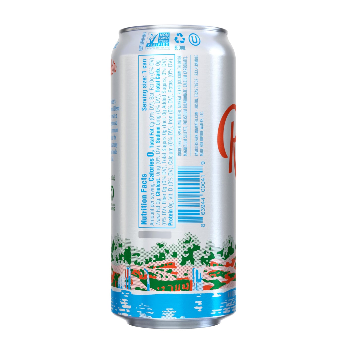 AUTX RAMBLER Original Sparkling Water, 16oz Tallboy Cans, 12-Pack, Texas Limestone Filtered Sparkling Water