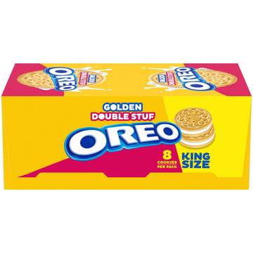OREO Double Stuf Golden Sandwich Cookies, King Size, 10 Snack Packs (8 Cookies Per Pack)