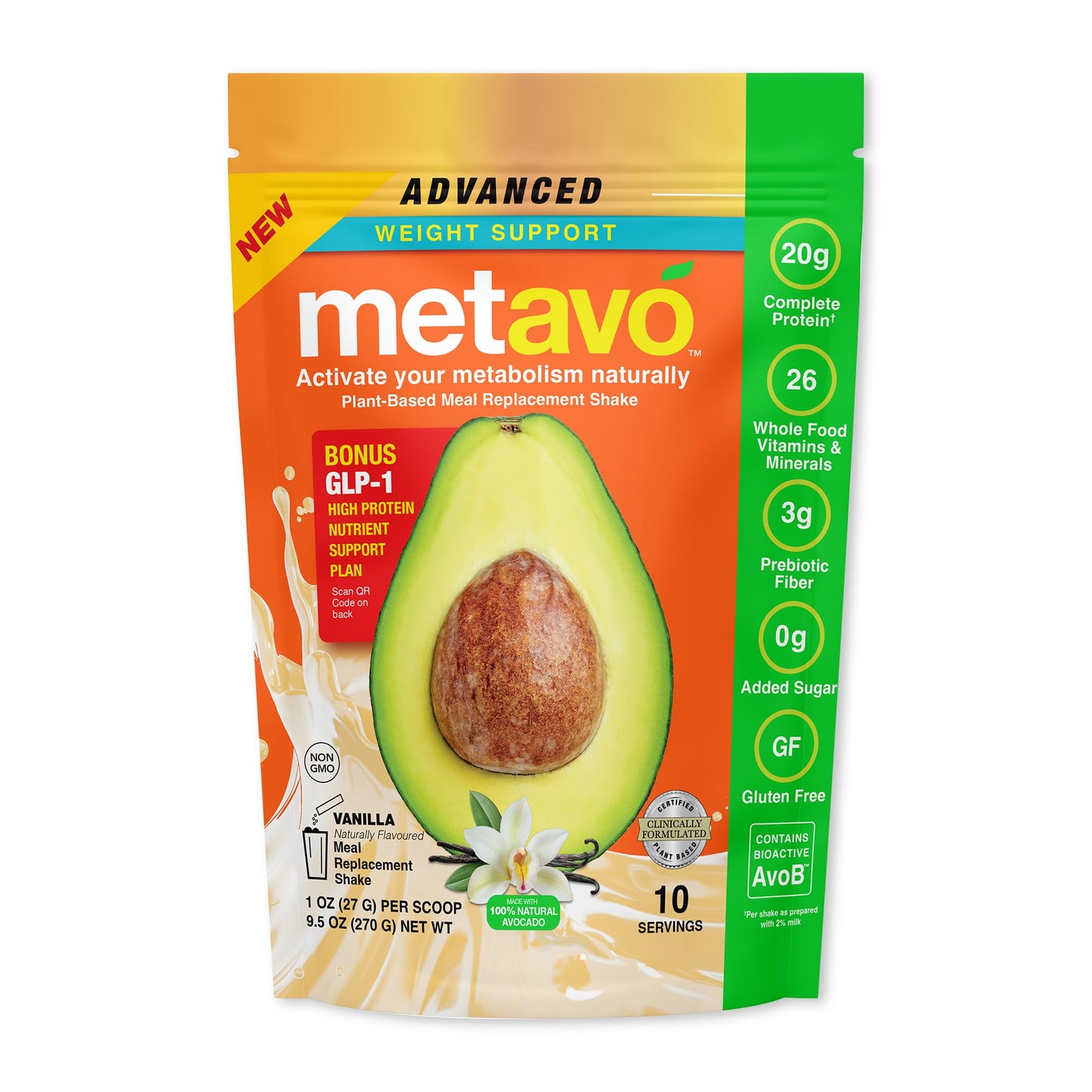 Metavo Advanced Weight Support Meal Replacement, Vanilla, 9.5 Ounce, Model 101-MRPVAN10US