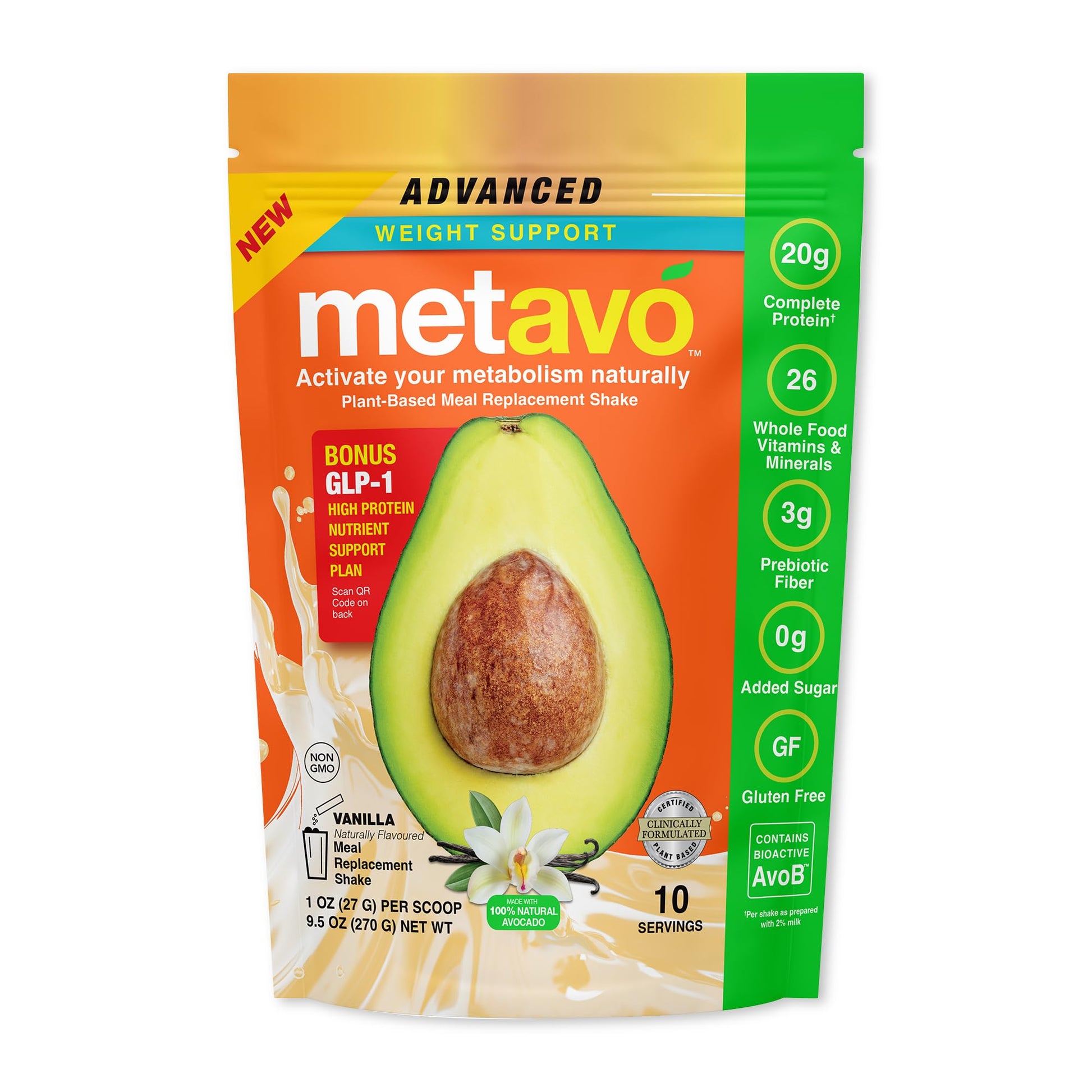 Metavo Advanced Weight Support Meal Replacement, Vanilla, 9.5 Ounce, Model 101-MRPVAN10US