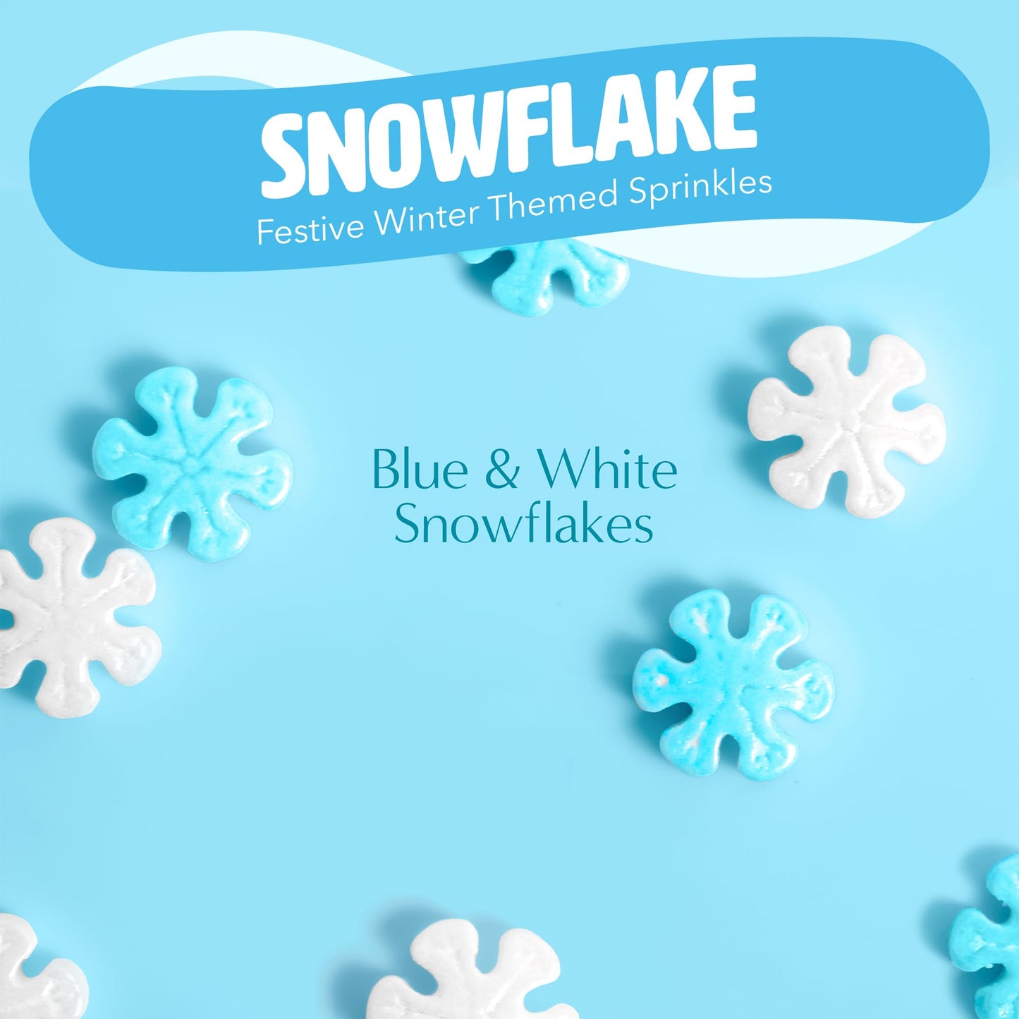 Sprinklemania Snowflake Themed Christmas Sprinkles, Winter Mix, 3.5 oz, Blue & White for Holiday Cake Decorations