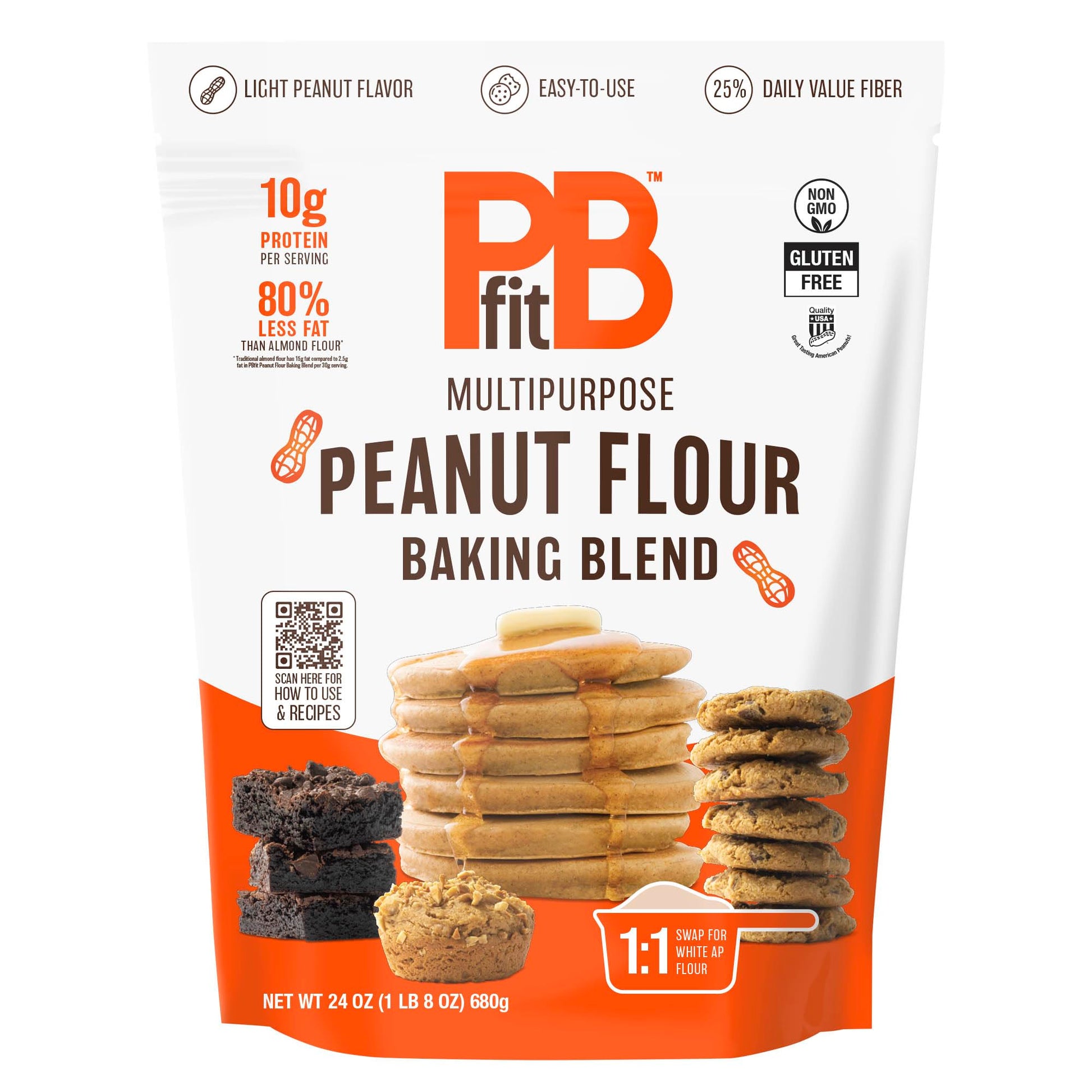 PBfit Peanut Flour Baking Blend - Gluten Free, Non GMO, 11g Protein, 24 oz