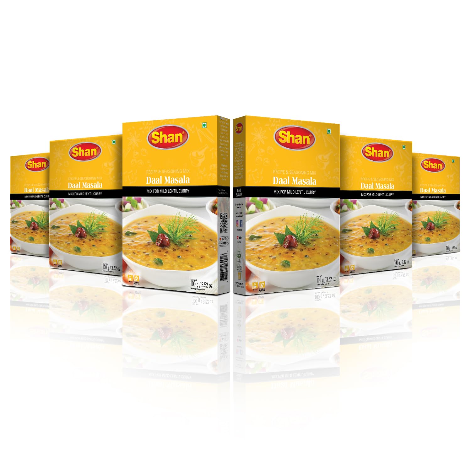 Shan - Daal Masala Mix (100G) - Seasoning Packets For Mild Lentil Curry (Pack Of 6)
