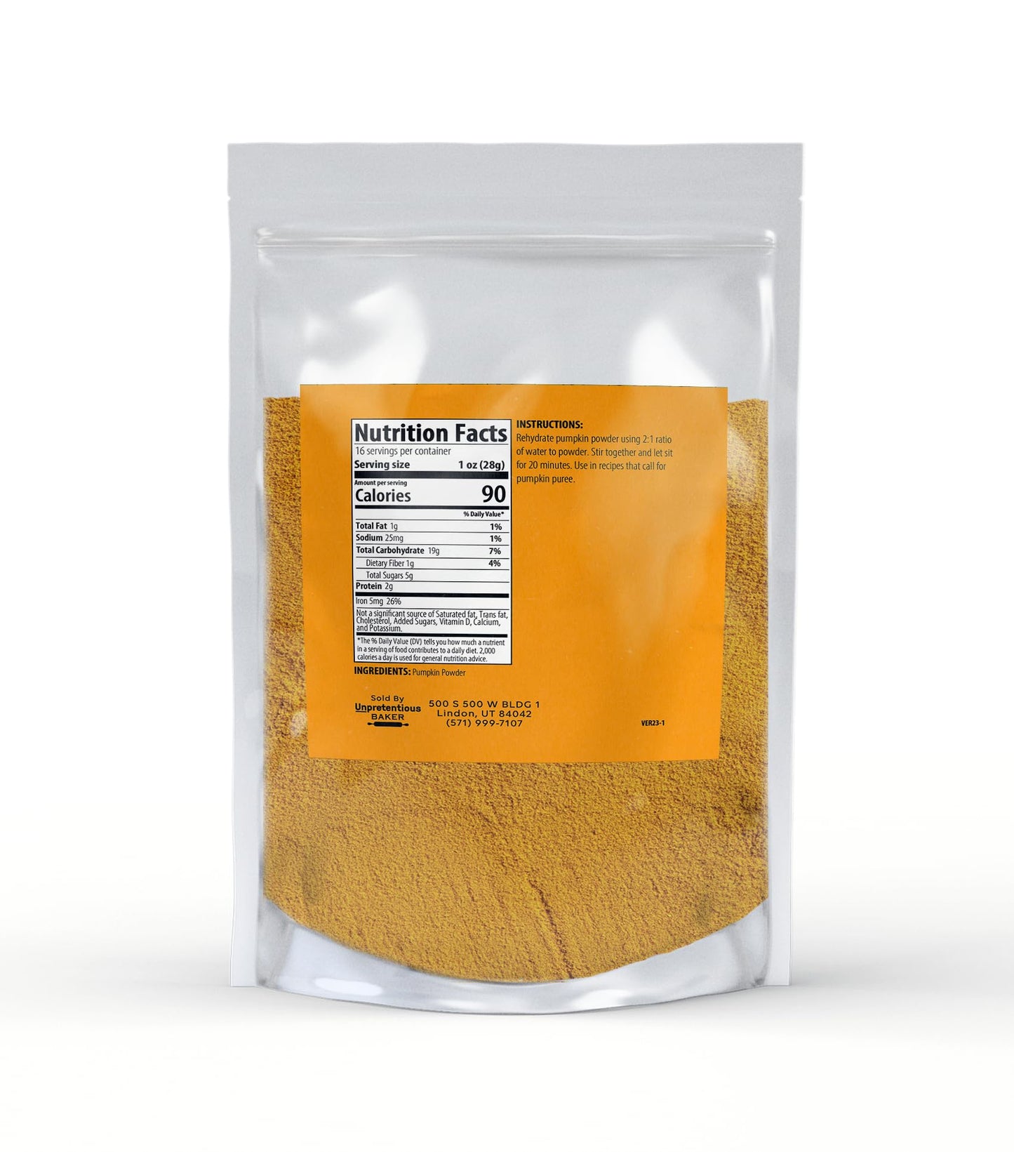 Unpretentious Pumpkin Powder, 1 lb, Baking & Food Additive, Superfood, Pure Pumpkin