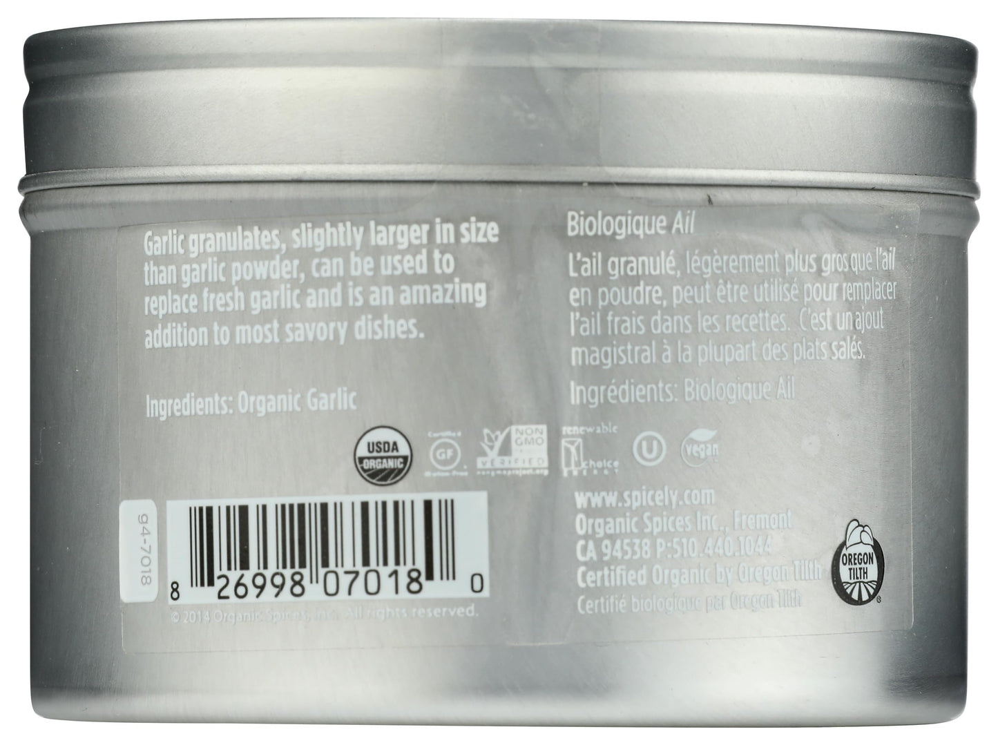 Spicely Organic Garlic Granulates - Tin