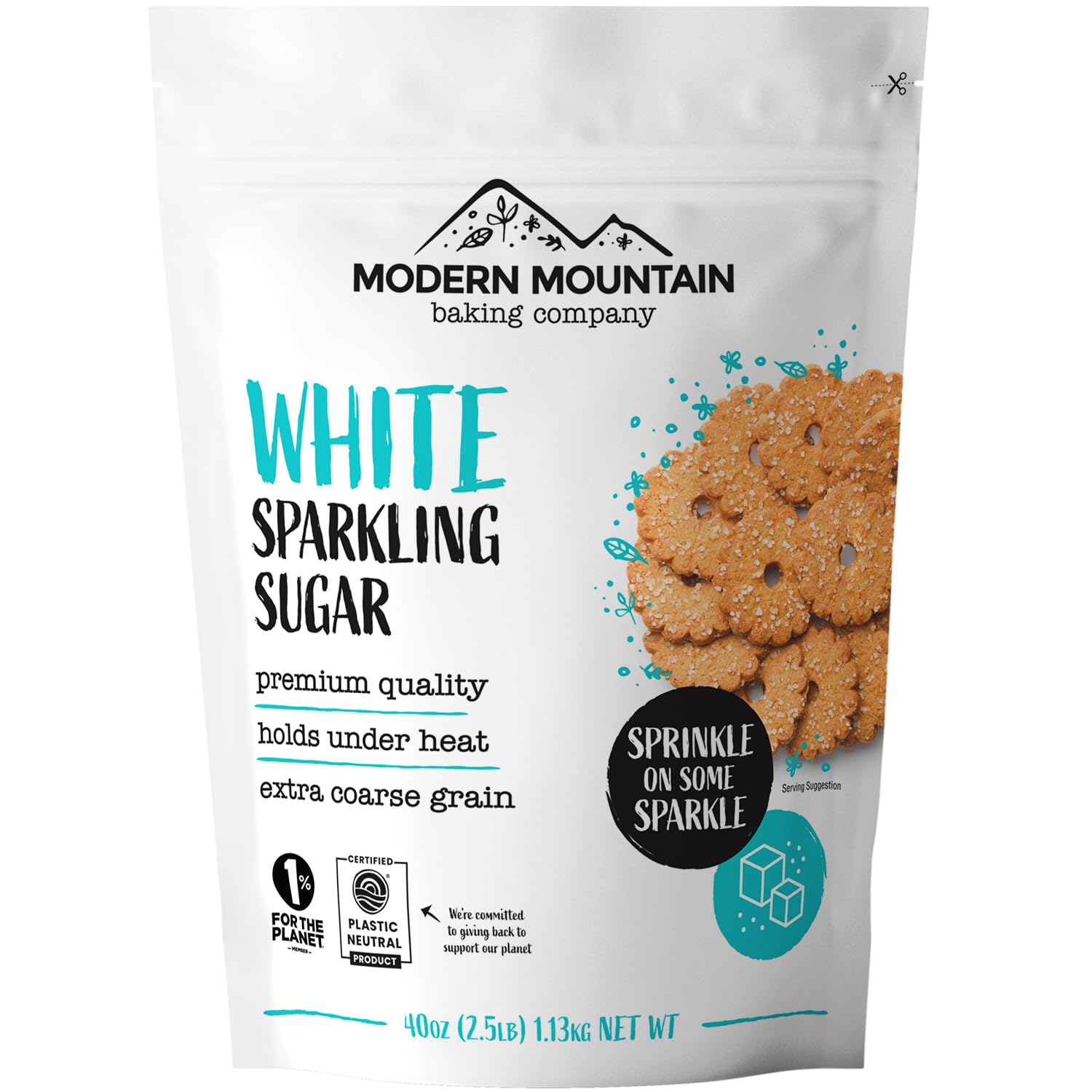 MODERN MOUNTAIN Sparkling Sugar Crystals, Extra Coarse Grain, 40 oz, White