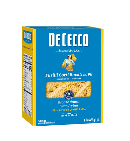 De Cecco Pasta, Fusilli Corti Bucati, 1 Pound (Pack of 12)