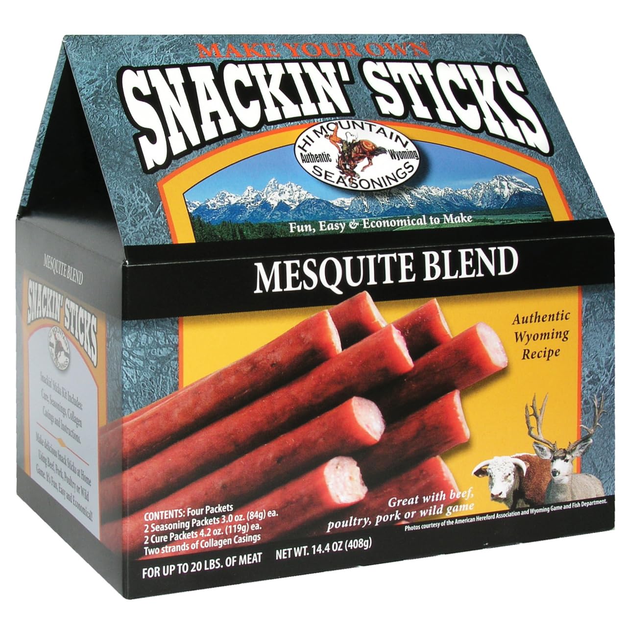 Hi Mountain Seasonings | Snack Stick Seasoning Kit | MESQUITE BLEND | Includes Seasoning, Cure, Casings, & Directions | Seasons 