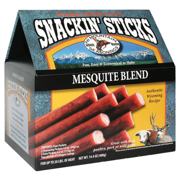 Hi Mountain Seasonings | Snack Stick Seasoning Kit | MESQUITE BLEND | Includes Seasoning, Cure, Casings, & Directions | Seasons 