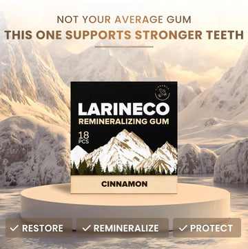 Larineco Remineralizing Gum with Nano Hydroxyapatite & Xylitol - Sugar-Free Cinnamon Xylitol Gum - Plastic-Free, Dye-Free, Aspar