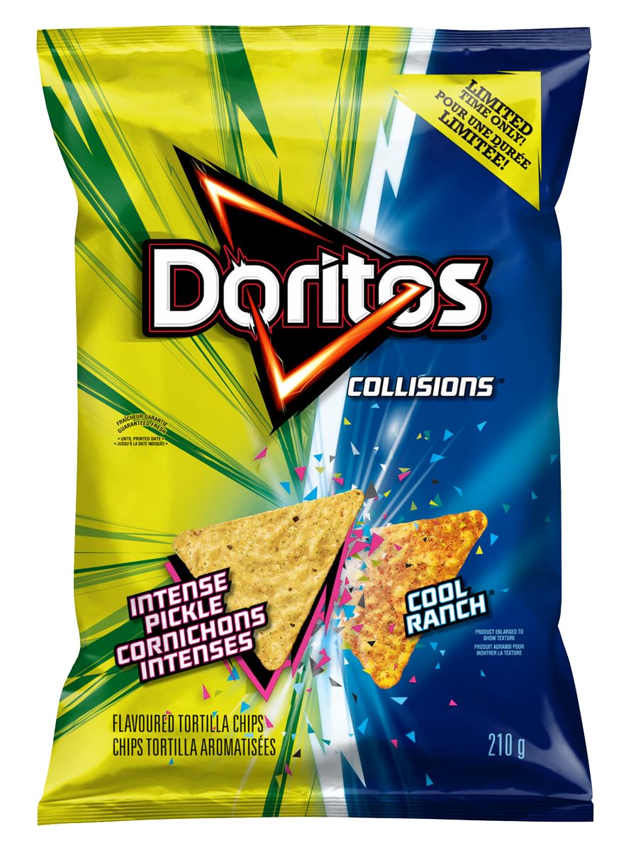 Frito Lay Doritos Collisions Intense Pickle & Cool Ranch Flavored Tortilla Chips, 210g/7 oz. Bag