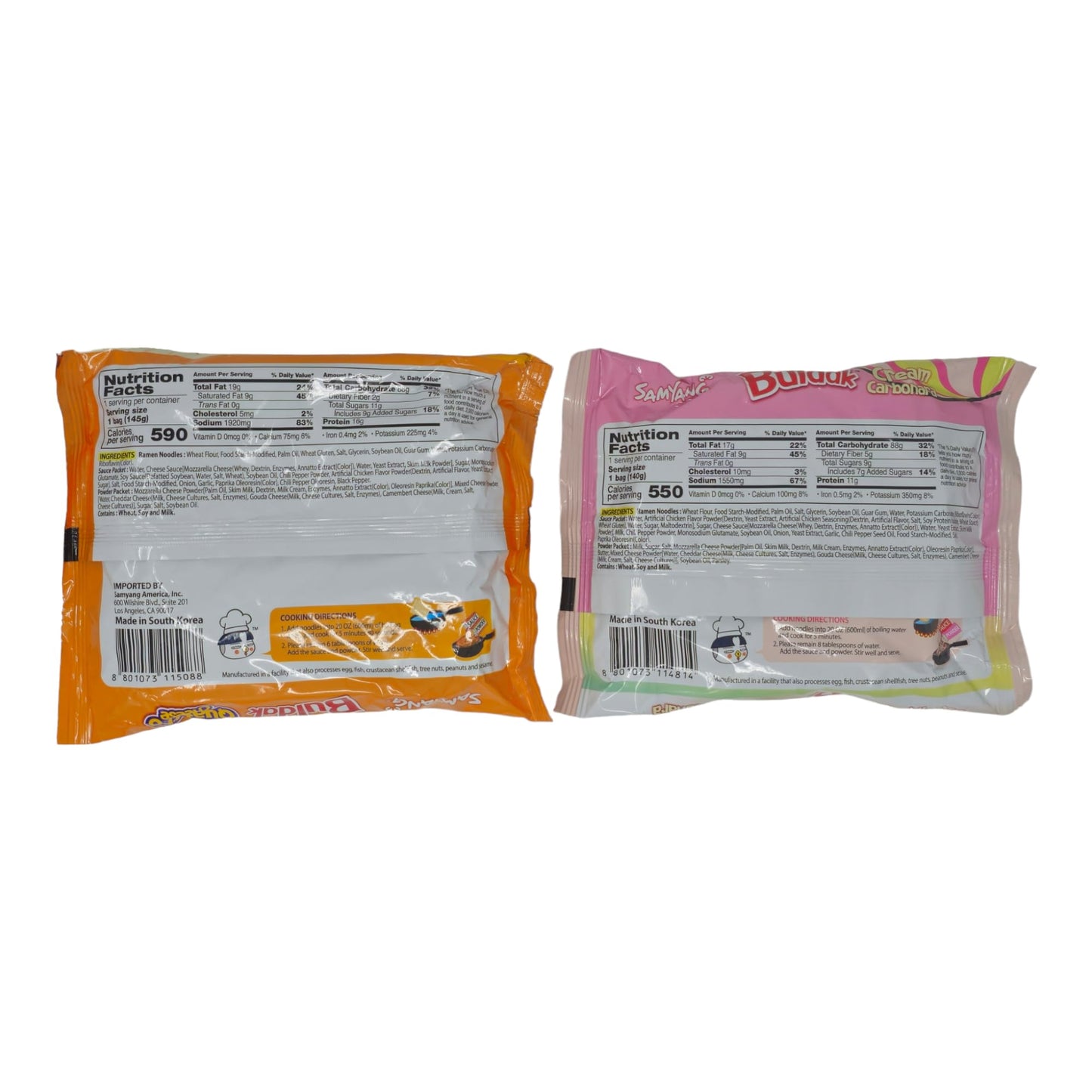 Buldak Chicken Stir Fried Ramen, Cream Carbonara, Quattro Cheese (Variety 10 Pack)
