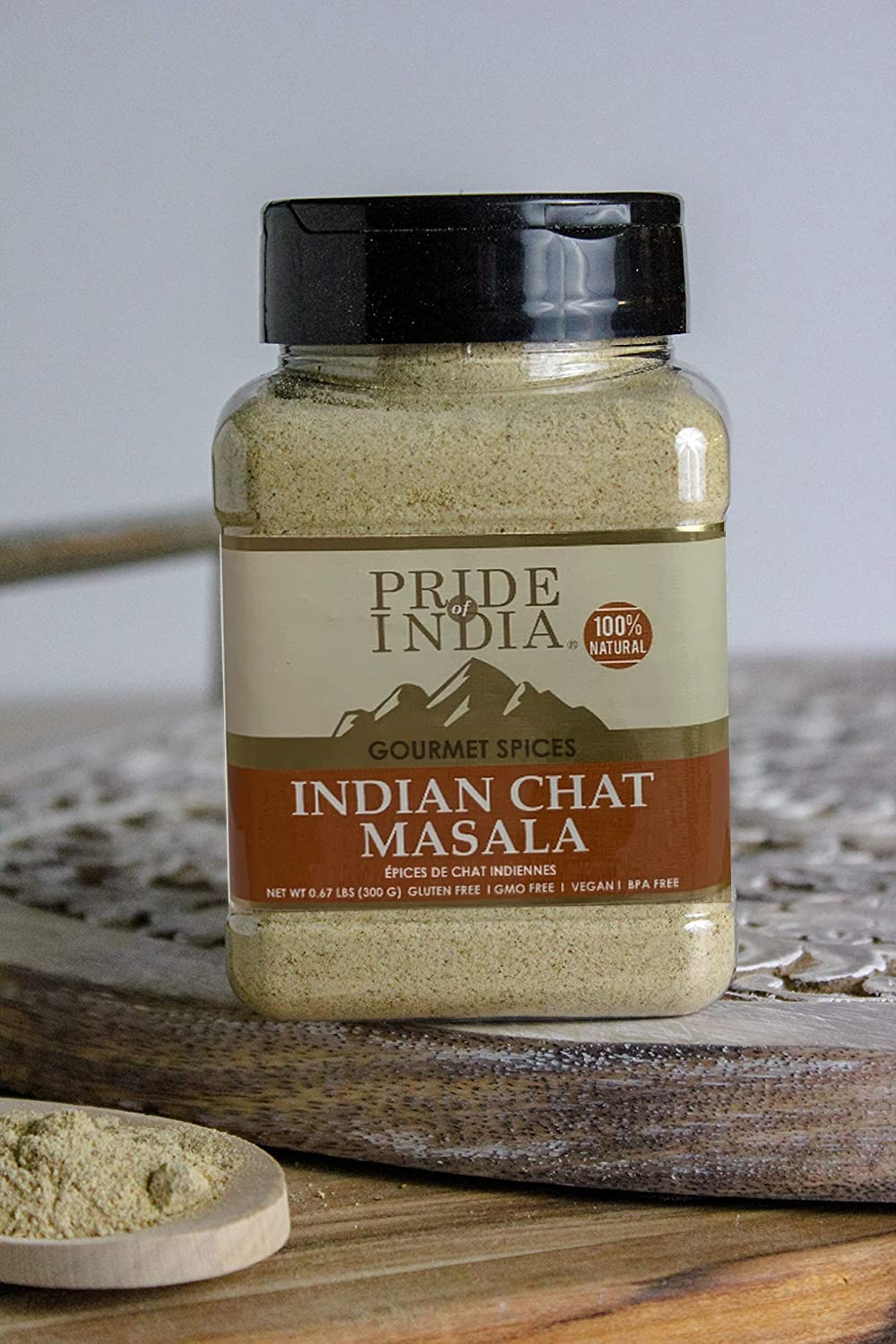 Pride Of India Chat Masala Seasoning Spice - 10.58oz Medium Dual Sifter Jar - Preservative Free - Delhi Style