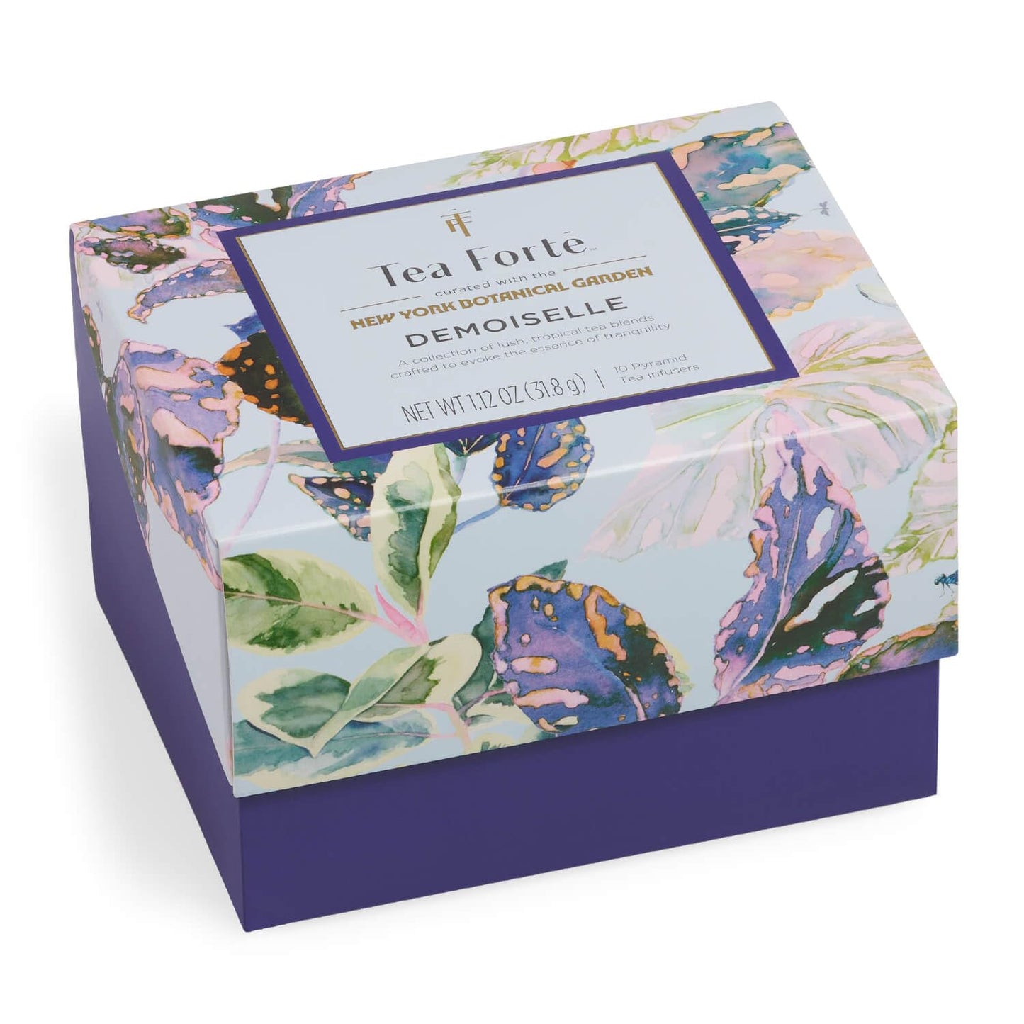 Tea Forte Premium Tea Gift Set with Indigo Cafe Cup, Tea Tray, and 10 Handcrafted Pyramid Infuser Tea Bags