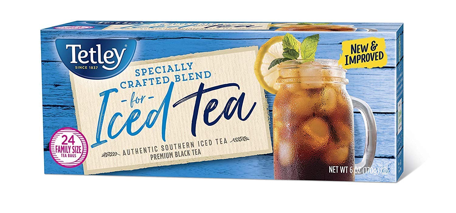 Tetley Black Tea, Iced Tea Blend, Family Size, Packaging May Vary, 24 Count, Pack Of 6