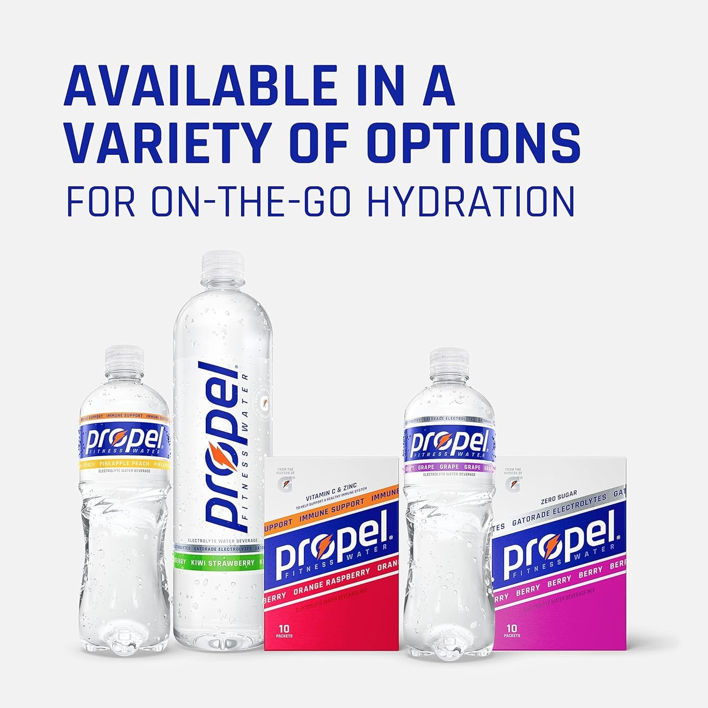 PROPEL Peach Zero Calorie Sports Drinking Water with Electrolytes & Vitamins C&E, 16.9 Fl Oz, Pack of 12