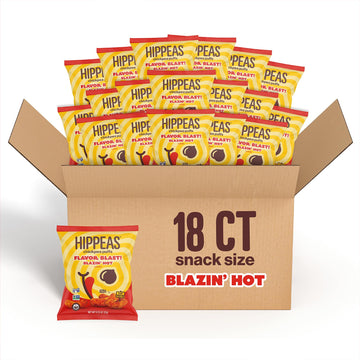 Hippeas Chickpea Puffs, Flavor Blast: Blazin  Hot, 0.75 Ounce (Pack of 18), 3g Protein, 2g Fiber, Vegan, Gluten-Free, Crunchy, 