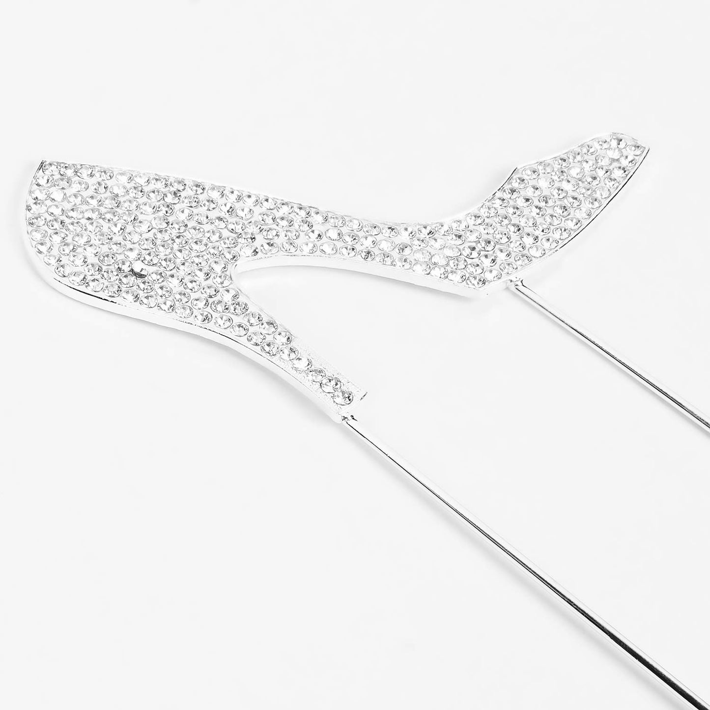 LINGTEER High Heel Cake Topper Silver Rhinestone Crystal 3.94x6.69