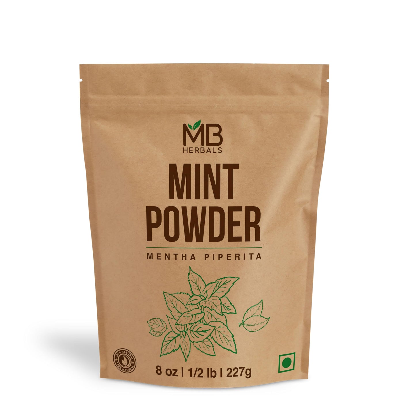 MB Herbals Mint Powder 8 oz (0.5 lb) | Peppermint Powder | 100% Pure and Natural for Salads Juices Sherbats Soups Curries & Mint