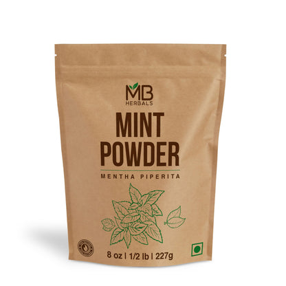 MB Herbals Mint Powder 8 oz (0.5 lb) | Peppermint Powder | 100% Pure and Natural for Salads Juices Sherbats Soups Curries & Mint