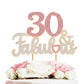 Laskyer 30 & Fabulous Gold & Pink Rhinestone Cake Topper - Happy 30Th Birthday Cheers To Thirty Years Old Bday Party Metal Spark