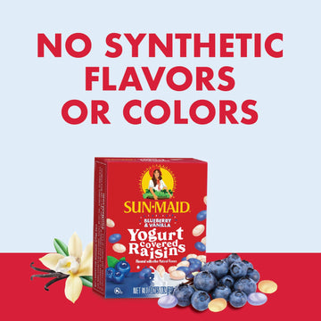Sun-Maid Blueberry & Vanilla Yogurt Coated Raisins - (6 Pack) 1 Oz Snack-Size Box - Yogurt Covered Dried Fruit Snack For Lunches