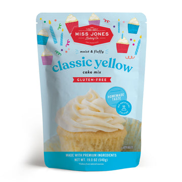 Miss Jones Baking Gluten-Free Classic Yellow Cake Mix - Certified Gluten Free & Made with Premium Ingredients, Easy To Bake Dess