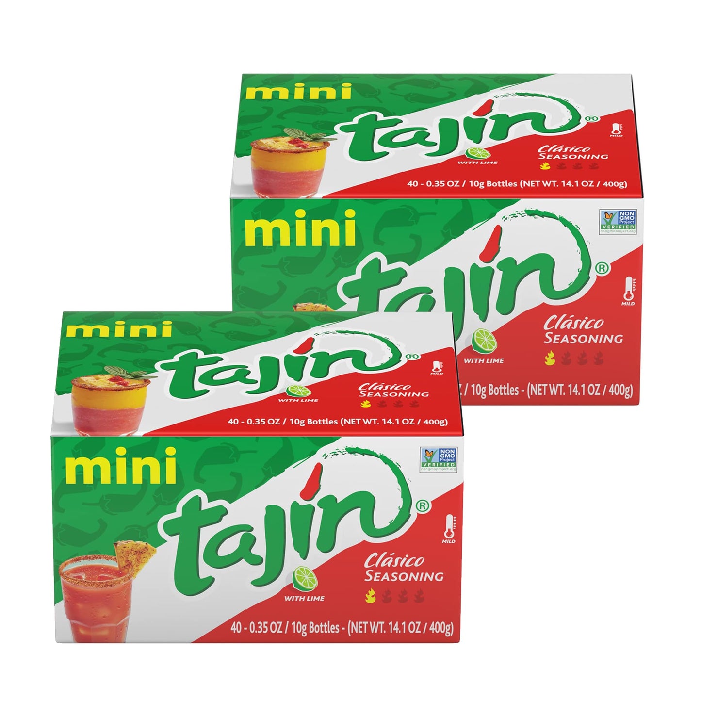 Taj  n Cl  sico Chile Lime Seasoning Mini Display 0.35 oz, 40 Mini Bottles (Pack of 2)
