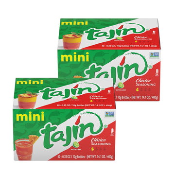 Taj  n Cl  sico Chile Lime Seasoning Mini Display 0.35 oz, 40 Mini Bottles (Pack of 2)