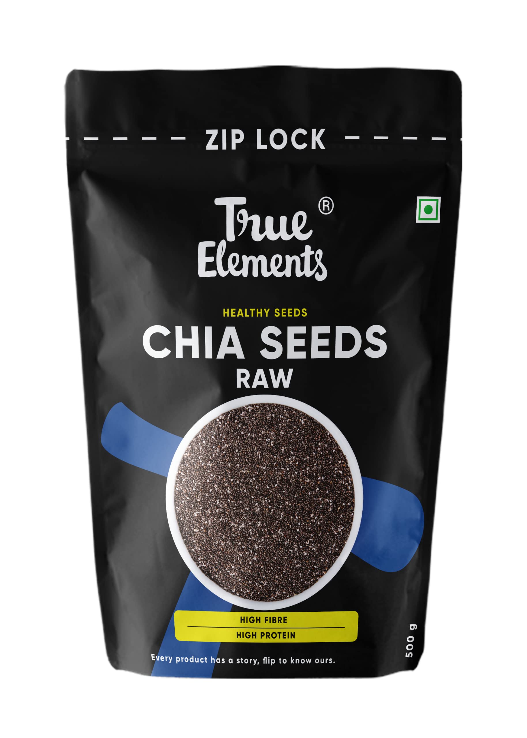 True Elements Chia Seeds 500Gm - Raw Chia Seeds | Organic Chia Seeds | Seeds For Eating | Diet Snacks | Seeds For Weight Loss | High Protein Seeds | Rich In Omega 3
