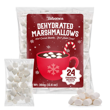 Freeze Dried Marshmallows Mini Individual 24 Fun Size Packs - Hot Chocolate Marshmallows Candy For Christmas Toppings, Hot Cocoa