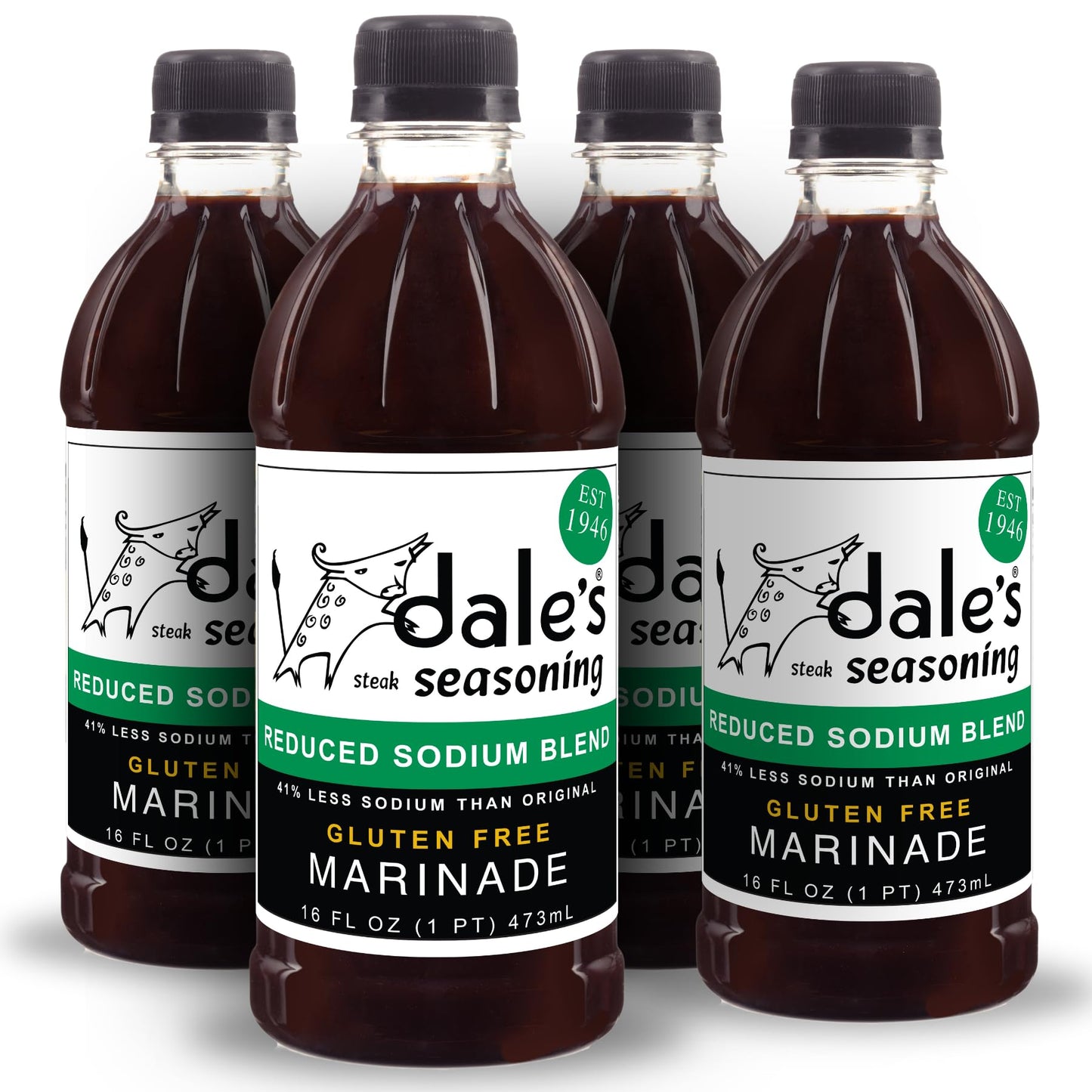 Steak Seasoning By Dale's, Reduced Sodium Blend, No Cholesterol | Delicious on All Meats, Fish | 16 oz Bottle (4 Pack) | No Long