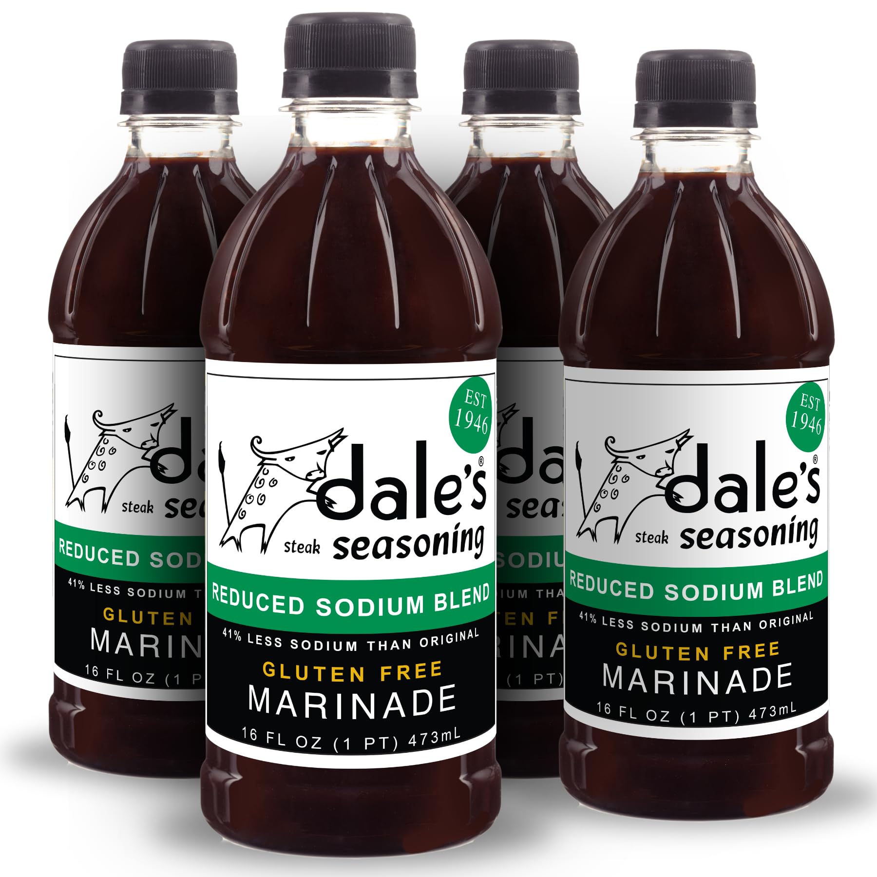 Steak Seasoning By Dale's, Reduced Sodium Blend, No Cholesterol | Delicious on All Meats, Fish | 16 oz Bottle (4 Pack) | No Long