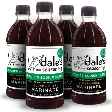 Steak Seasoning By Dale s, Reduced Sodium Blend, No Cholesterol | Delicious on All Meats, Fish | 16 oz Bottle (4 Pack) | No Lon
