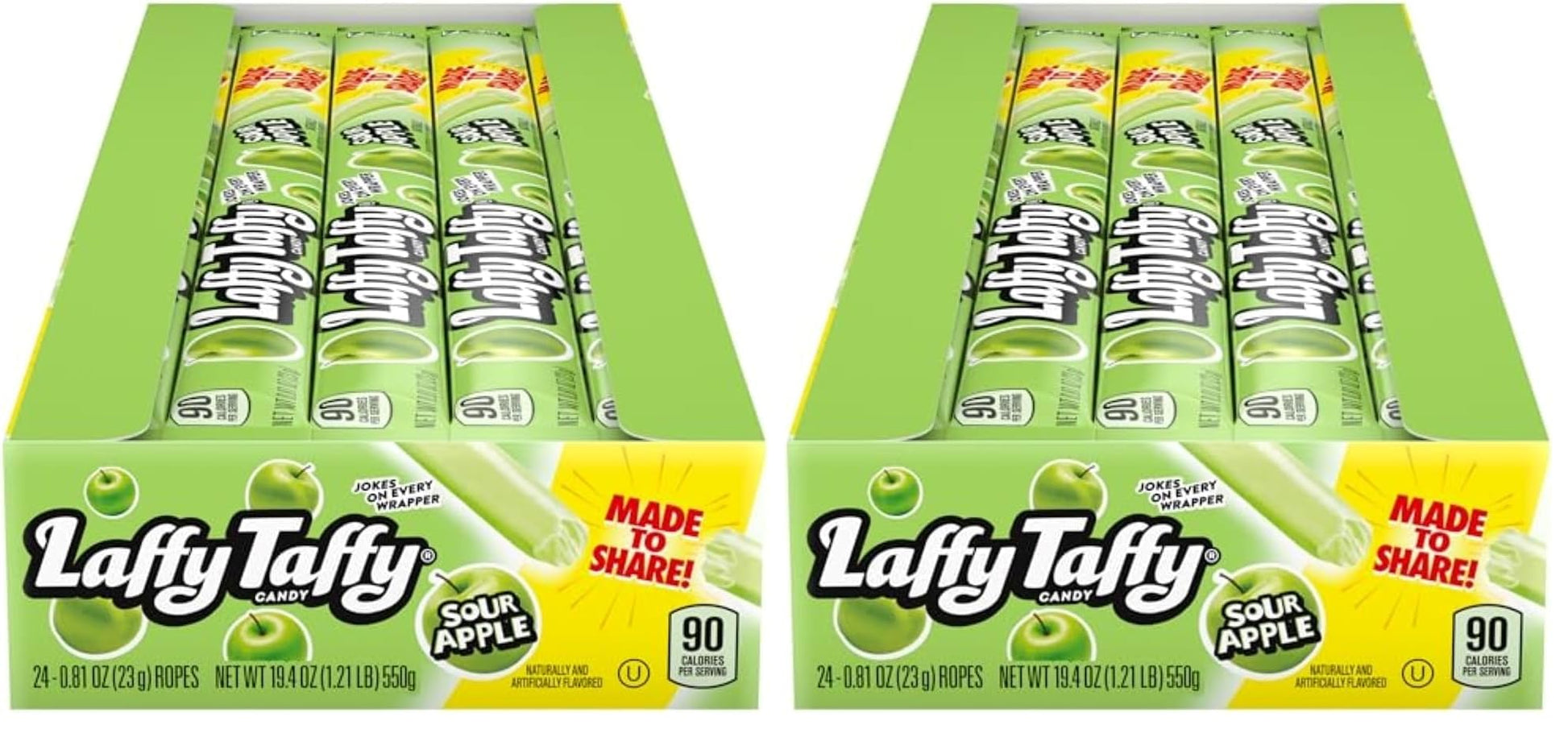 Laffy Taffy Rope Candy, Sour Apple Flavor, 0.81 Ounce Ropes (Pack of 48)