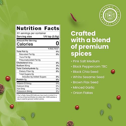 Pride of India Breakfast Seasoning 2.3 oz (65 gm) w/ Convenient Dual Sifter Cap Sweet Spicy Taste | Blend of Chia Sesame Flax Se
