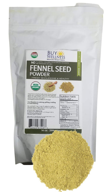 Buy Wellness Organic Fennel Seeds Powder, Non-GMO, Gluten-Free, 16 oz Bulk Pack