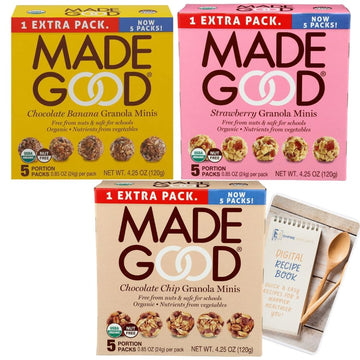 Granola Mini Variety Pack of 15, 1 Box of Each Flavor (Chocolate Chip, Chocolate Banana, Strawberry) 12.75 oz total Organic, Glu