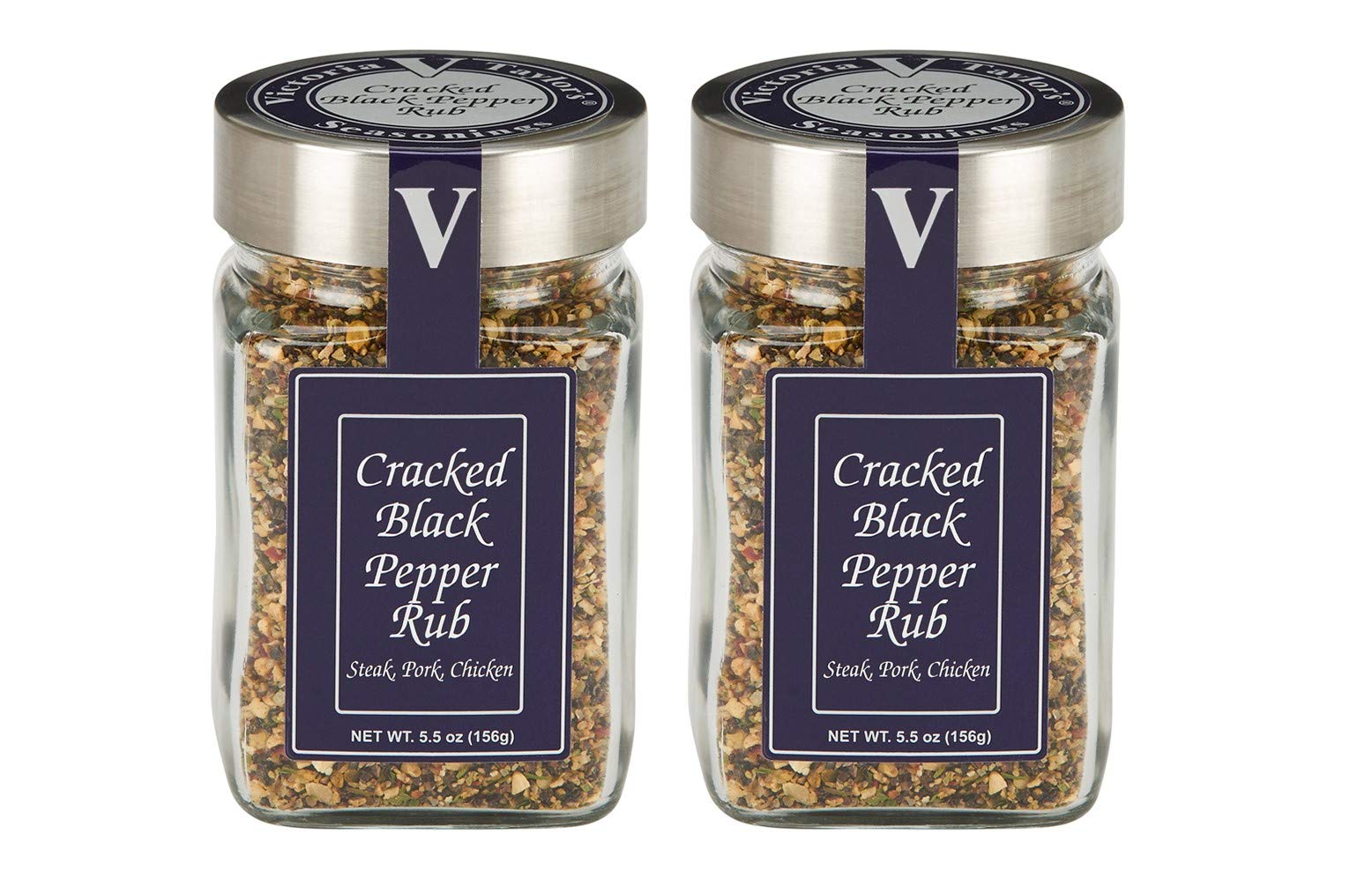 Cracked Black Pepper Rub- 5.5 Oz. Jar (Pack Of 2) - A Classic Montreal Style Steak Seasoning Blend. Use On Steak, Chicken, Pork