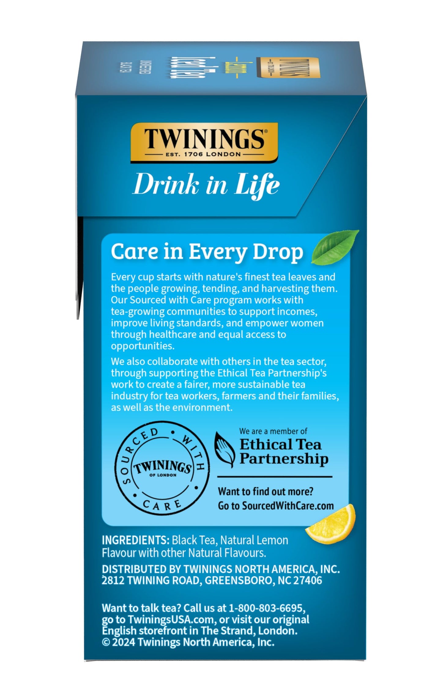 Twinings New Lemon Black Iced Tea, 72 Oversized Tea Bags, Makes 18 Pitchers Or 144 Servings, Unsweetened, Caffeinated, 72 Count