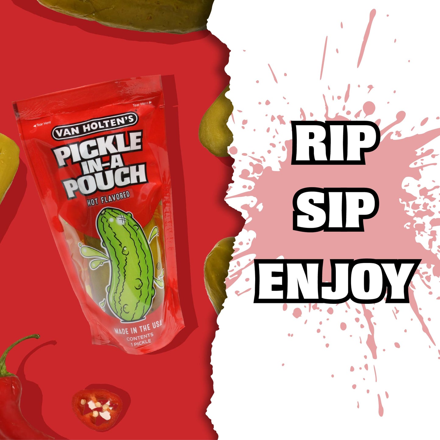 Van Holtens Pickles - Jumbo Hot Pickle-In-A-Pouch - 6 Pack