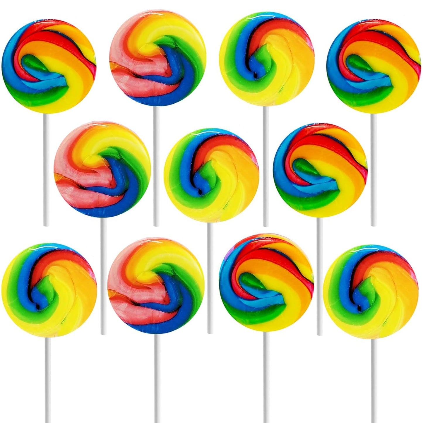 The Dreidel Company Rainbow Swirl Lollipop, Mixed Fruit Flavor, 1.5 Inch, Individually Wrapped, 96-Pack